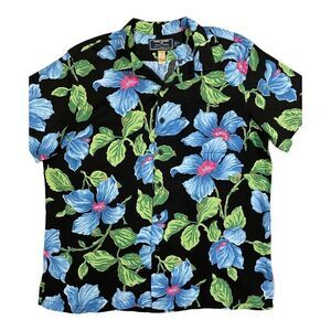 Vintage 90s Polo Sport Ralph Lauren Collared Floral 100% Rayon Hawaiian Shirt XL